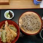 手打百藝比良 - もり蕎麦とミニ天丼のセット（￥１，０００）