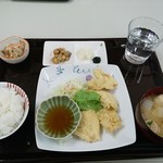 新居浜市役所 地下食堂 - 鶏天定食500円