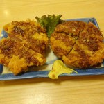 メンチとハムカツの盛り合わせ(上から)