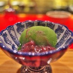 にくの匠 三芳 - 抹茶のシャーベットに粒あん。