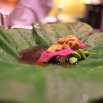 にくの匠 三芳 - みすじに淡路のうに、茄子の冷たいあんで。