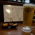 生ビールとお通し
