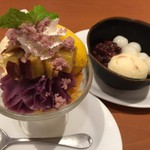 デニーズ - 秋です！
            期間限定、南九州産 紫芋デザートフェアやってました。
            
            紫芋のミニパルフェ♪
            いろいろ入ってて食感も楽しい♡