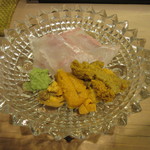 うを徳 - 明石産ひらめ、利尻産むらさきうに