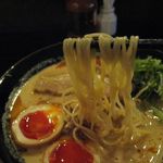 担担麺×夢azito - 白ごま豆乳担々麺（全部乗せ）の麺アップ(2016.03)