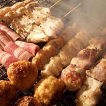 Ginza Godaigo - 備長炭で焼きあげる「あじわい鶏」の串焼きです。