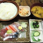 魚河岸処 さより - 魚河岸処 さより ＠八丁堀 おまかせ刺身盛合わせ定食 ７００円