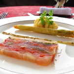 日和庵 - 長州地鶏と桜鱒のミルフィーユ仕立て