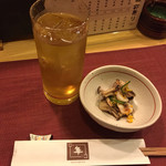 Hayabusa - 緑茶ハイ、お通し