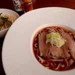 杏ダイニング - HOヌードル(レギュラーサイズ)；贅沢セット(+デザート＆ドリンク)にしました(^^)b @2016/10/08