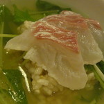 チャイニーズ酒場 エンギ - 鯛のお刺身五穀米おこげのスープ茶漬け