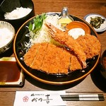 極みとんかつ かつ喜　 - 四元豚ロース＆フィレ＆有頭海老フライランチ