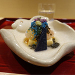 銀座 しのはら - 2016/10_活けのボタン海老 寝かした赤座海老 キャビア 海老の卵 卵豆腐