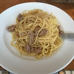 TRATTORIA Italia - ロングパスタセットの鶏肉お焼きネギの和風スパゲッティ201608