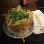 丸亀製麺 伊那店 - かき揚げ丼完成形