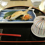 元湯 玉川館 - アユの塩焼き　松館入り茶碗蒸し