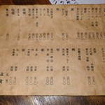 アルコールメニュー