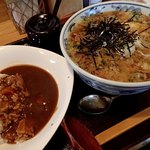 きょう兵衛 - 桜えびとじそば+ミニカレー；とじ蕎麦に桜海老入り揚げ玉のトッピング @2016/09/29