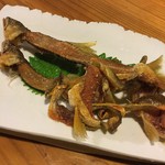 やまめ庵 - 鮎刺し身のあとの骨を唐揚げに
