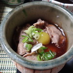 万清楼 - 熊野牛　道明寺蒸し（山葵、牛蒡、べっこう飴、揚げ銀杏）