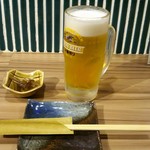 Hakata Kawaya Ooimachi Ten - お通し、生ビール