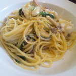 水菜・イカ　ペペロンチーノ