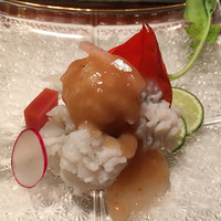 ステーキ＆ワイン オクソン - 鱧の湯引き　梅肉添え
