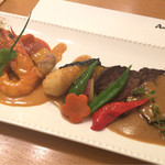 洋食屋アニバーサリー 永遠 - 鯛とエビのグリル/牛のステーキ