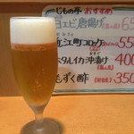 Jimono Tei - カウンター席でビール