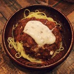 麦小家 - ミートソースと納豆の組み合わせは合う！人によっては途中から飽きそう。