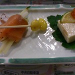 諏訪レイクサイドホテル - (前菜）信州林檎のなます 焼き銀杏串 湯葉豆腐