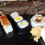 波沙鮓 - 圧しすし2貫・細巻3貫・裏巻1貫