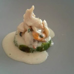 ラ クレリエール - つぶ貝、ホッキ貝、みる貝に肝のクリームソース、アボカドのロティ、間違いなく美味い！