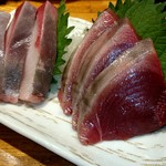 串もん利げん - ブリ刺し、カツオ刺しのわがままセット（800円）