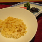 銀座 しのはら - 上海蟹の土鍋炊き込みご飯、香の物2