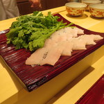 銀座 しのはら - 淡路沼島産鱧と北海道と岩手の松茸、春菊のしゃぶしゃぶ1