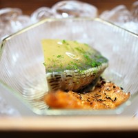 松川 - 島根産鮑　煮凝り掛け　肝酢　ばちこ
                