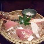 めしの助 - 刺し盛り海老旨し！