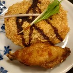 九州料理・京野菜 EZOYA - 魚ロッケと手羽中揚げ