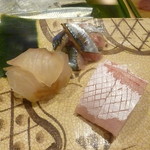 鮨処おざ喜 - 秋刀魚、平目(昆布〆)、鰤(ハラス) 2016.10月