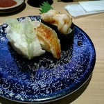 平禄寿司 - えんがわ三種盛り(えんがわ、炙りえんがわ、漬けえんがわ)