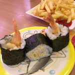かっぱ寿司 - エビ天ロールとポテトフライ