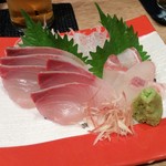 Shunsai Shushu Hitsujinohane - お造り カンパチと鯛 プリップリ