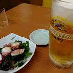 天丼てんや - （2016/9月）「海藻サラダ」と「生ビール」