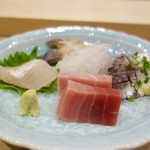 鮨 いぬかい - ［2016/10］おまかせ・酒肴③ 刺身4点盛り
