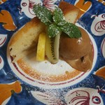 Osteria e Bar La Luce - ドルチェ  キャラメルジェラート、無花果のケーキ