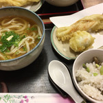 風輪里 - ちく玉天うどん(別皿)と枝豆ごはん