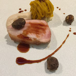 Restaurant Re: - 三元豚佐助豚 むかごのフリット エスプレッソムース 豚のリエットカボチャのモンブラン風 