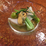 Restaurant Re: - シマガツオ、ムール貝、銀杏と青梗菜