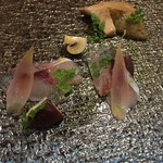 Restaurant Re: - 鯵と茗荷谷 椎茸と茄子 ジュレ